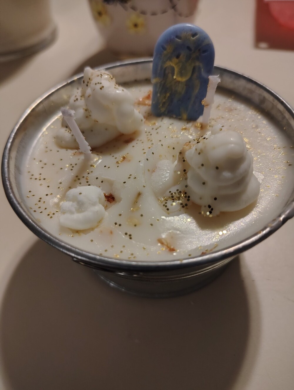 Hand-Poured Lemon Meringue Ice Cream Soy Candle with Whipped Wax Accents - Picture 4 of 5